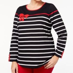 Charter Club Cotton Embellished Black/White Shirt